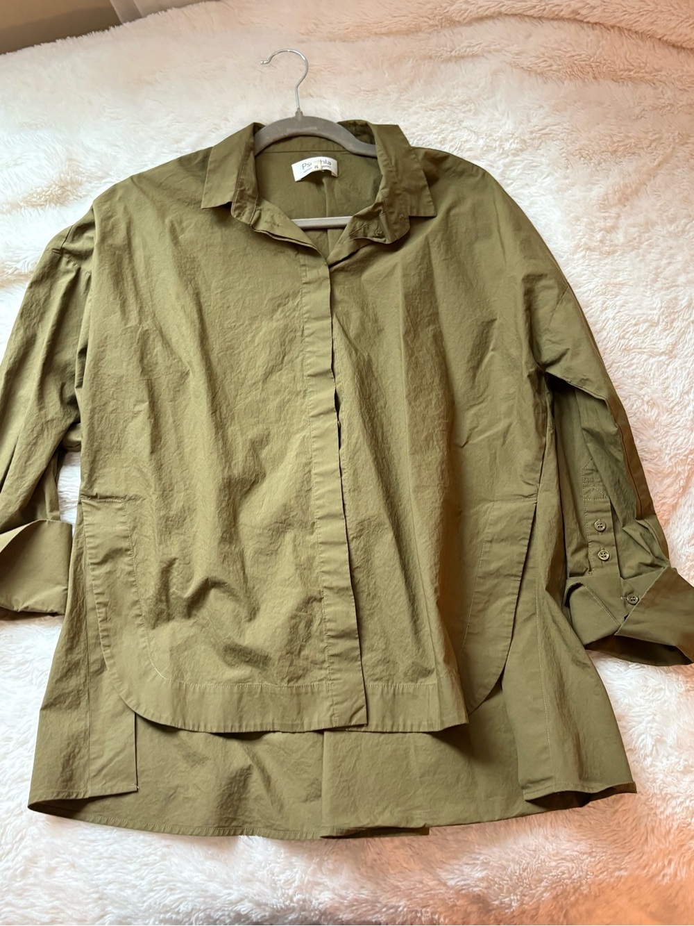 Relaxed Olive Green Button-Down Shirt - Women's Lightweight Top